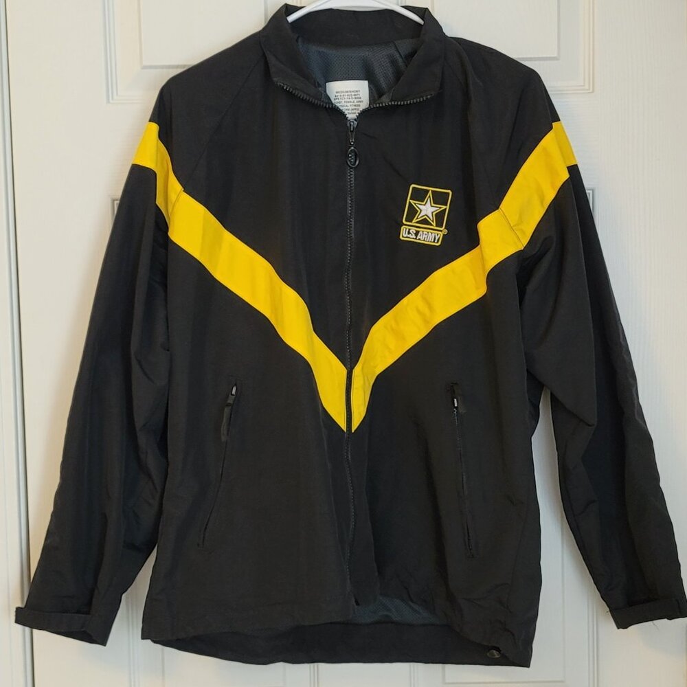 U.S. Army APFU Female Jacket Black & Gold Physical Fitness Size Medium Short